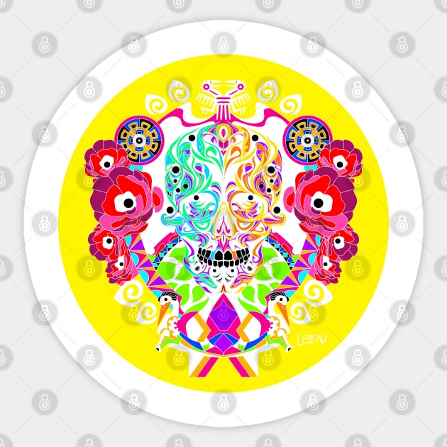 floral catrina ecopop in circle of life the yggdrasil tree pattern in light Sticker by jorge_lebeau